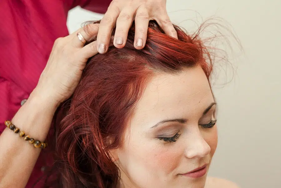 A woman with red hair at the Värska spa treatment centre.